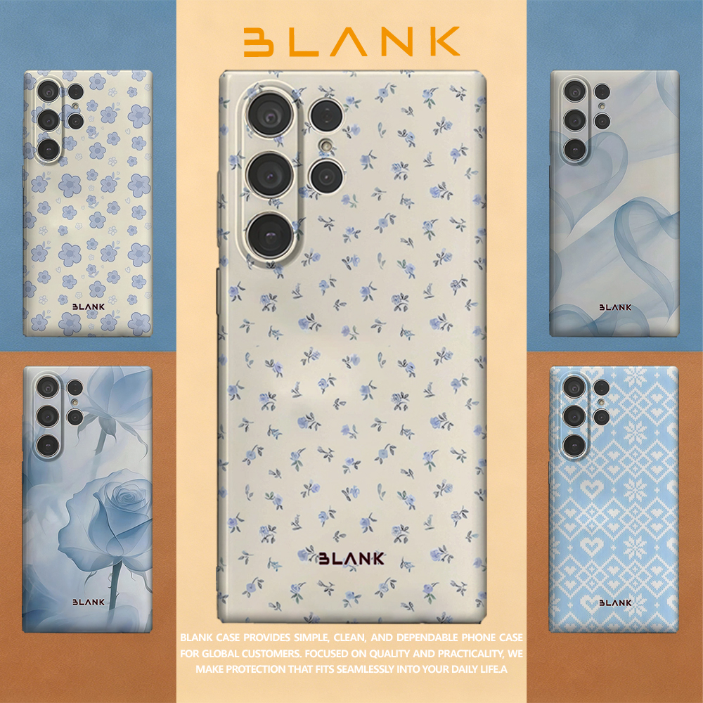 Phone Case Blank Print - Pale Blue Floral Print For Samsung