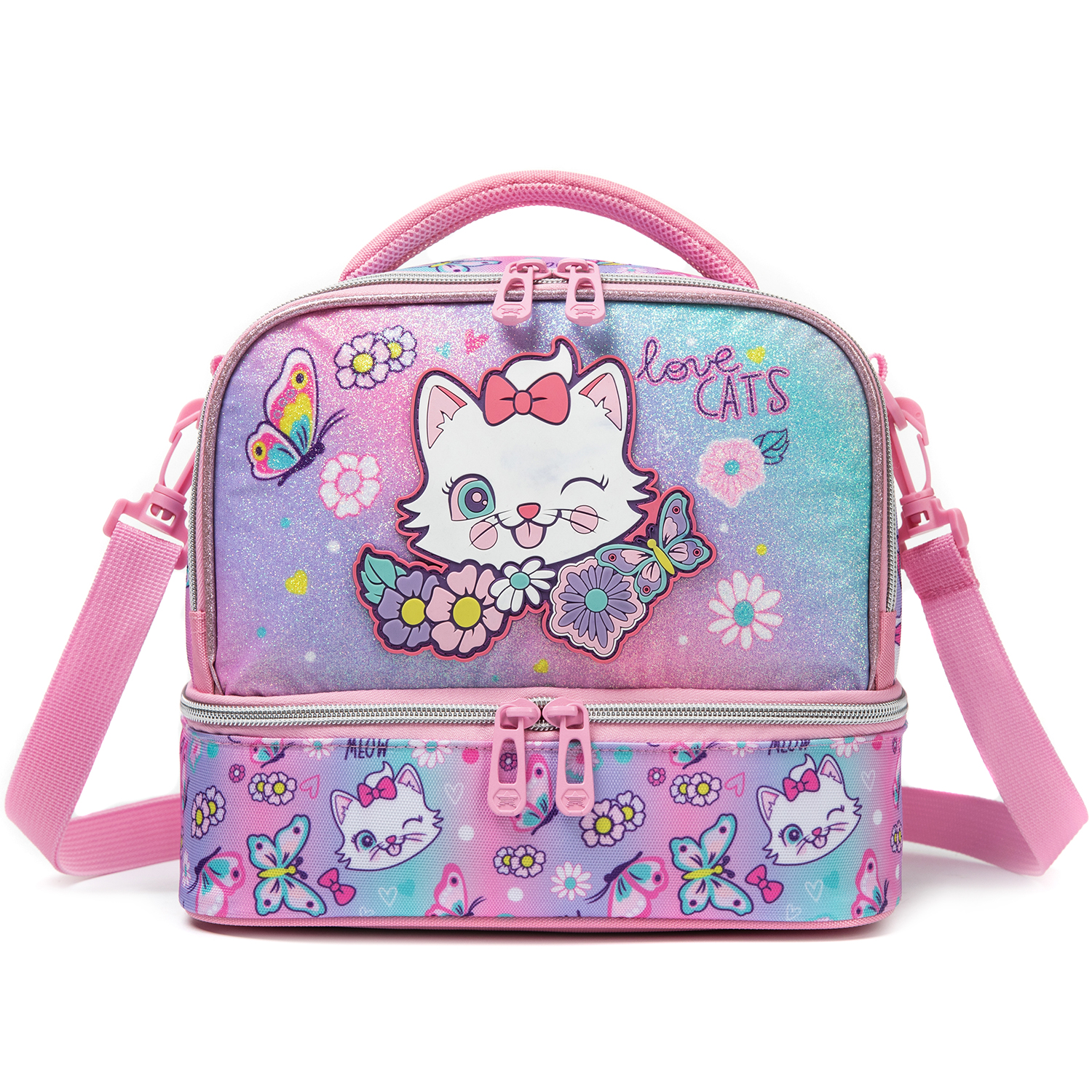 Cute Cat Print Glitter Double  - Tote Bag Sublimation avaliação e preço