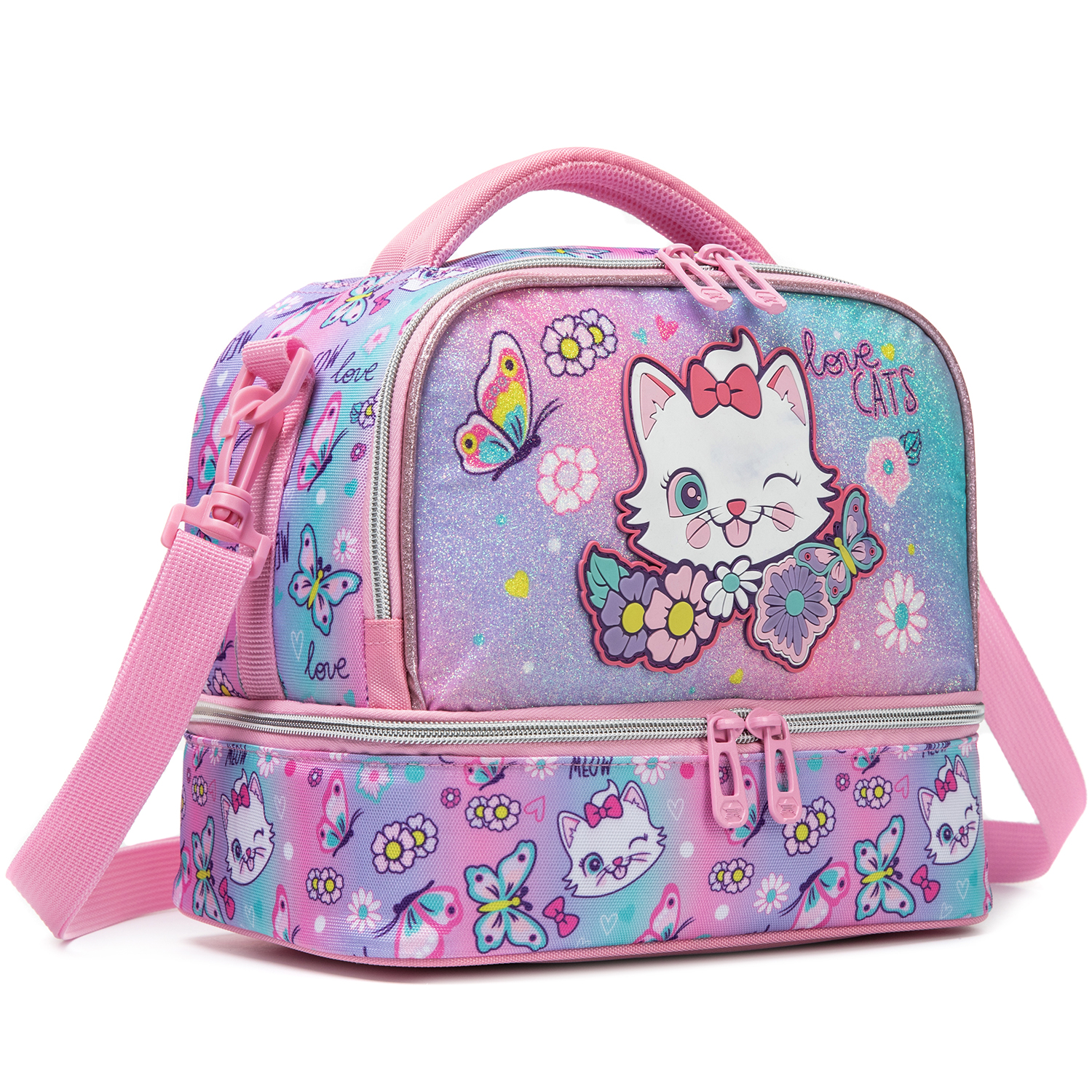 Cute Cat Print Glitter Double  - Tote Bag Sublimation avaliação e preço