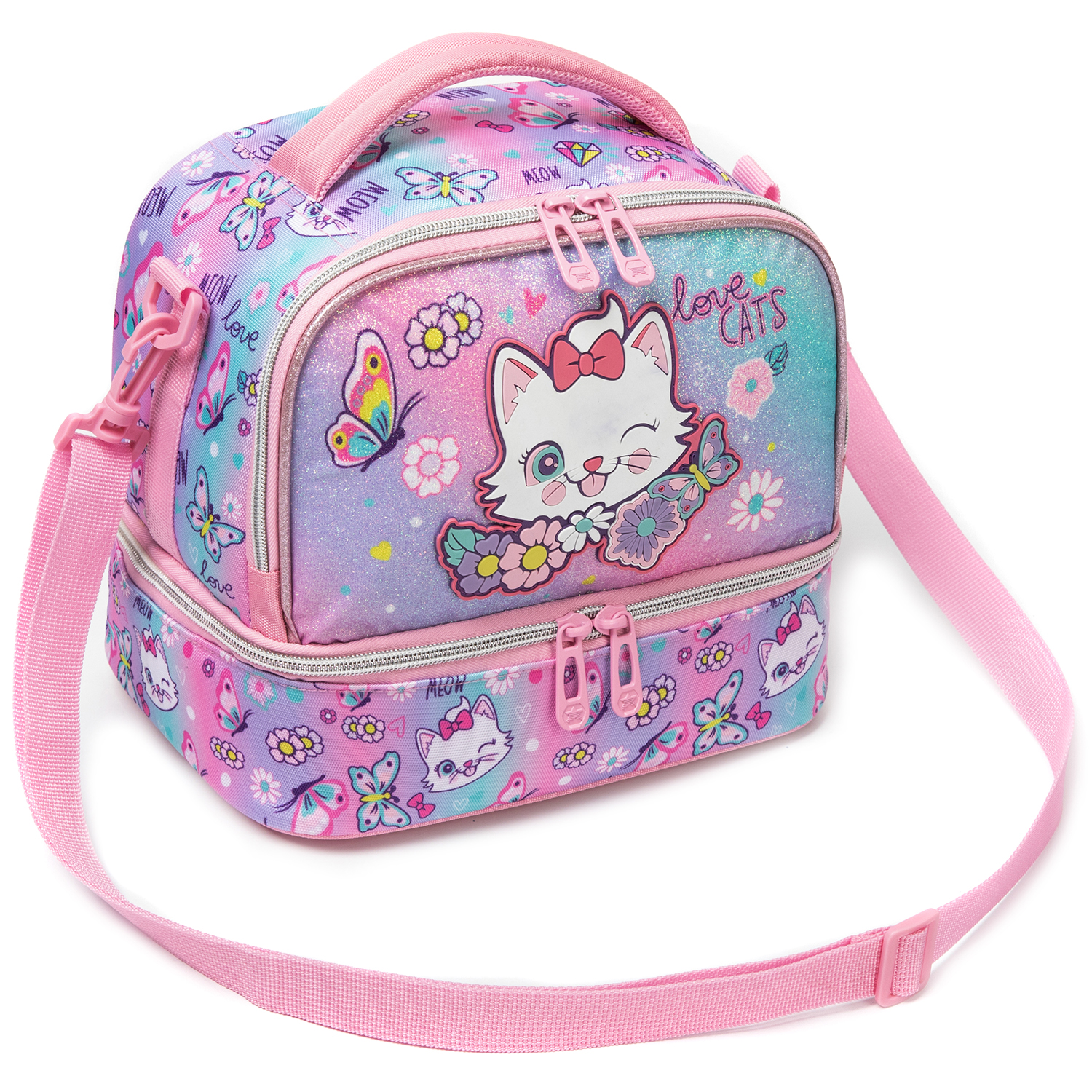 Cute Cat Print Glitter Double  - Tote Bag Sublimation avaliação e preço