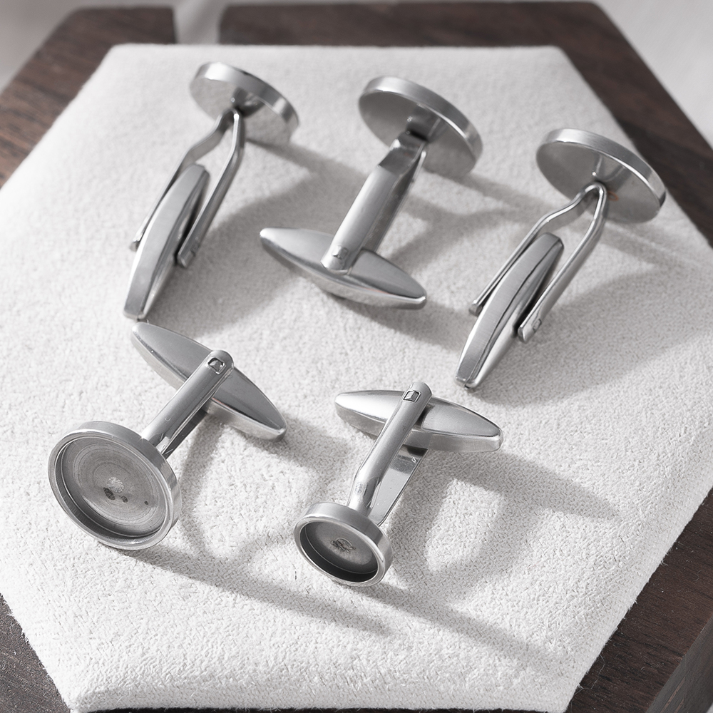 5Pcs Stainless Steel Cufflinks - Metal Photo Panel avaliação e preço