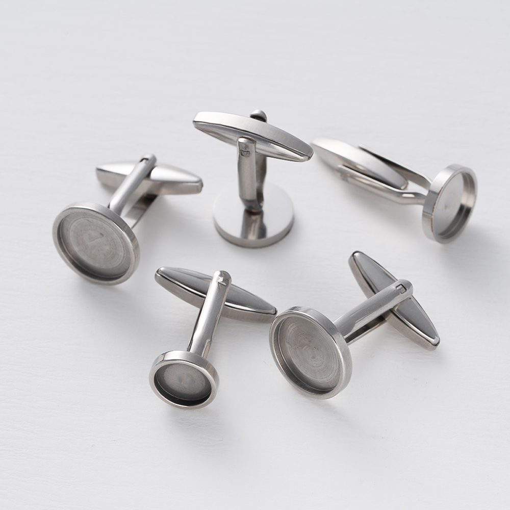 5Pcs Stainless Steel Cufflinks - Metal Photo Panel avaliação e preço