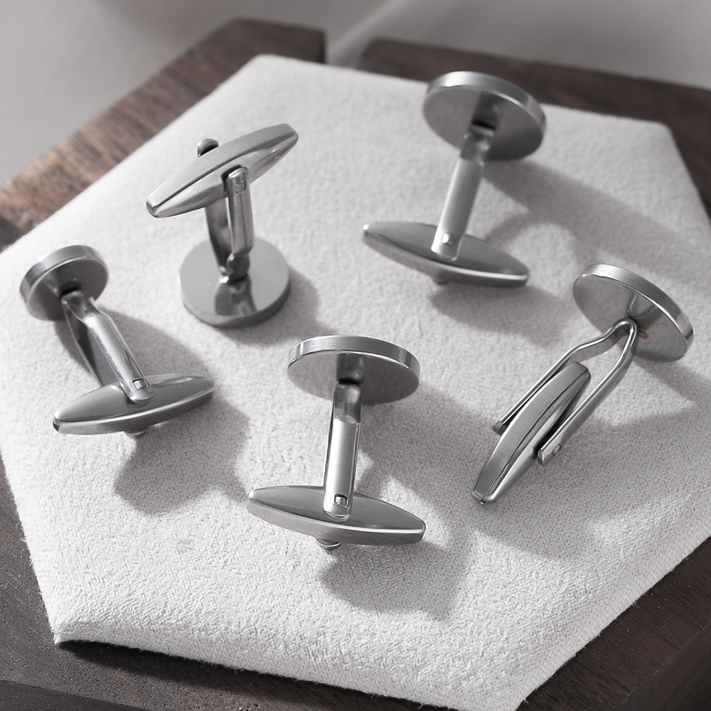 5Pcs Stainless Steel Cufflinks - Metal Photo Panel avaliação e preço