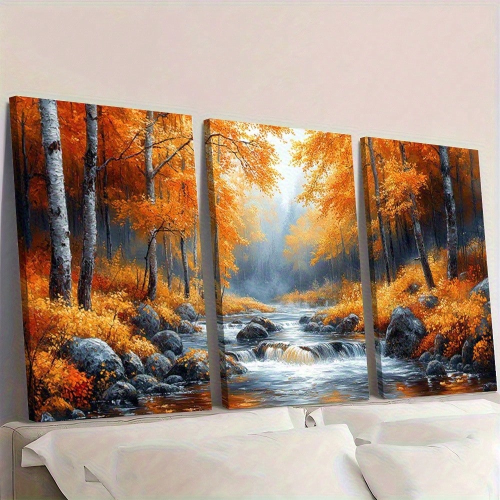2D Flat, 3pcs Set Vibrant Autu - Canvas Wrap Ready avaliação e preço