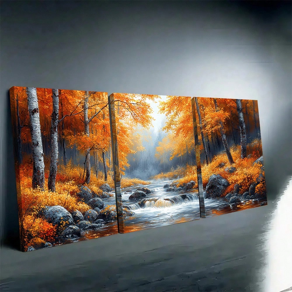 2D Flat, 3pcs Set Vibrant Autu - Canvas Wrap Ready avaliação e preço