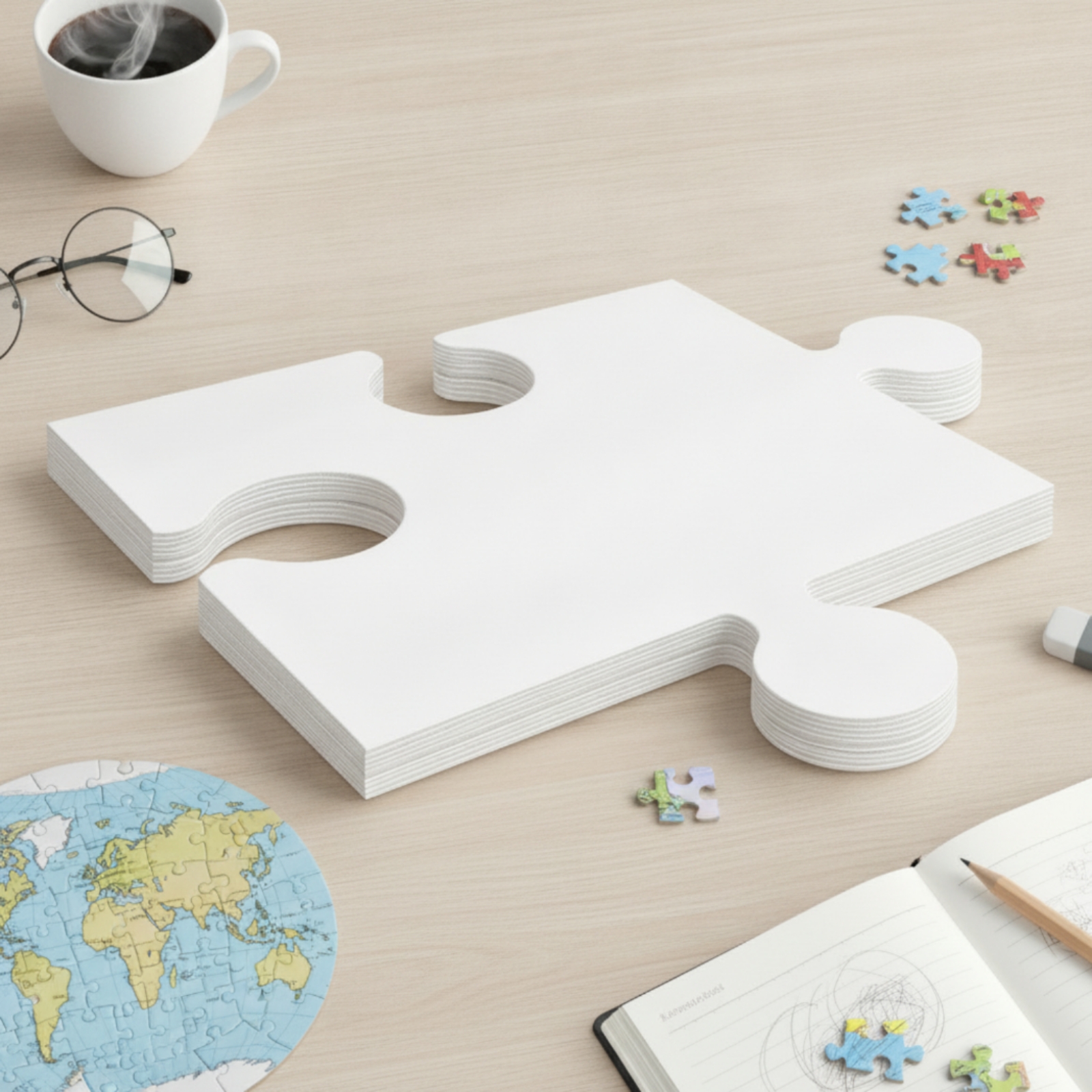 24 Pieces Blank Cardboard Puzz - Puzzle Blank White avaliação e preço