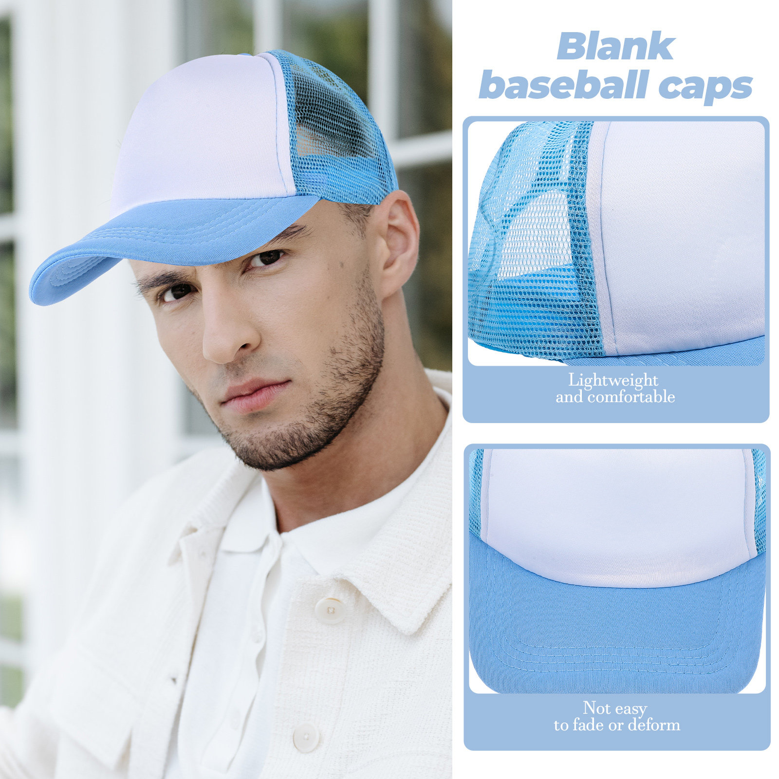 10Pcs Blank Mesh Baseball Caps - Hat Sublimation Blank avaliação e preço