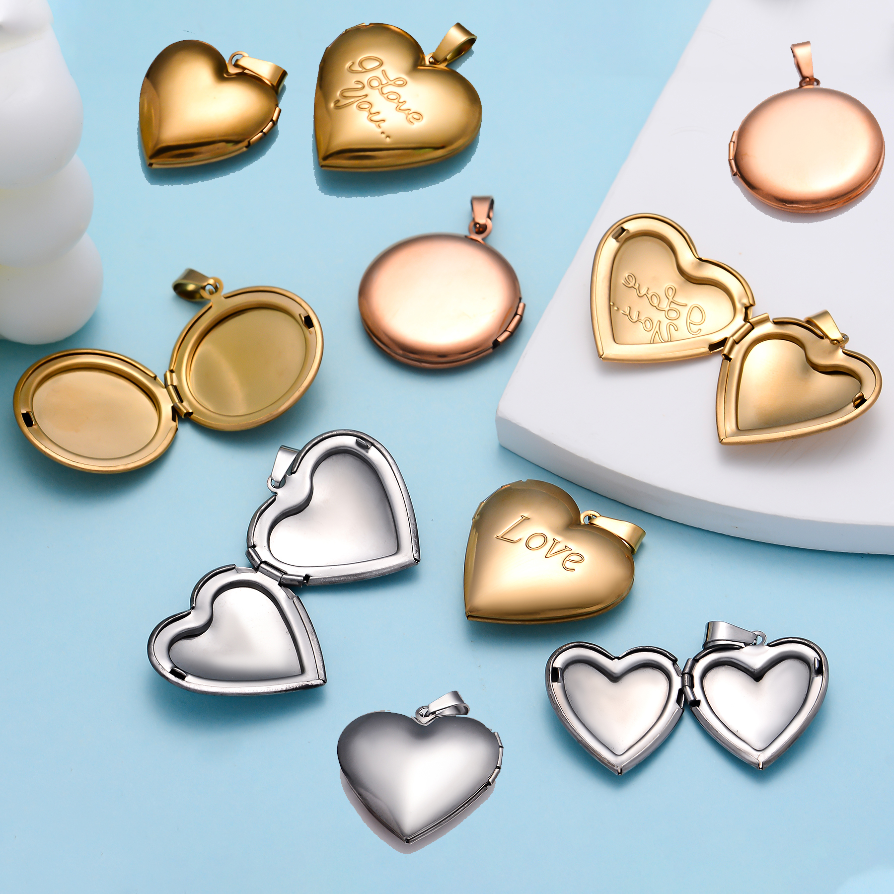 5Pcs Stainless Steel Heart/Rou - Metal Photo Panel avaliação e preço