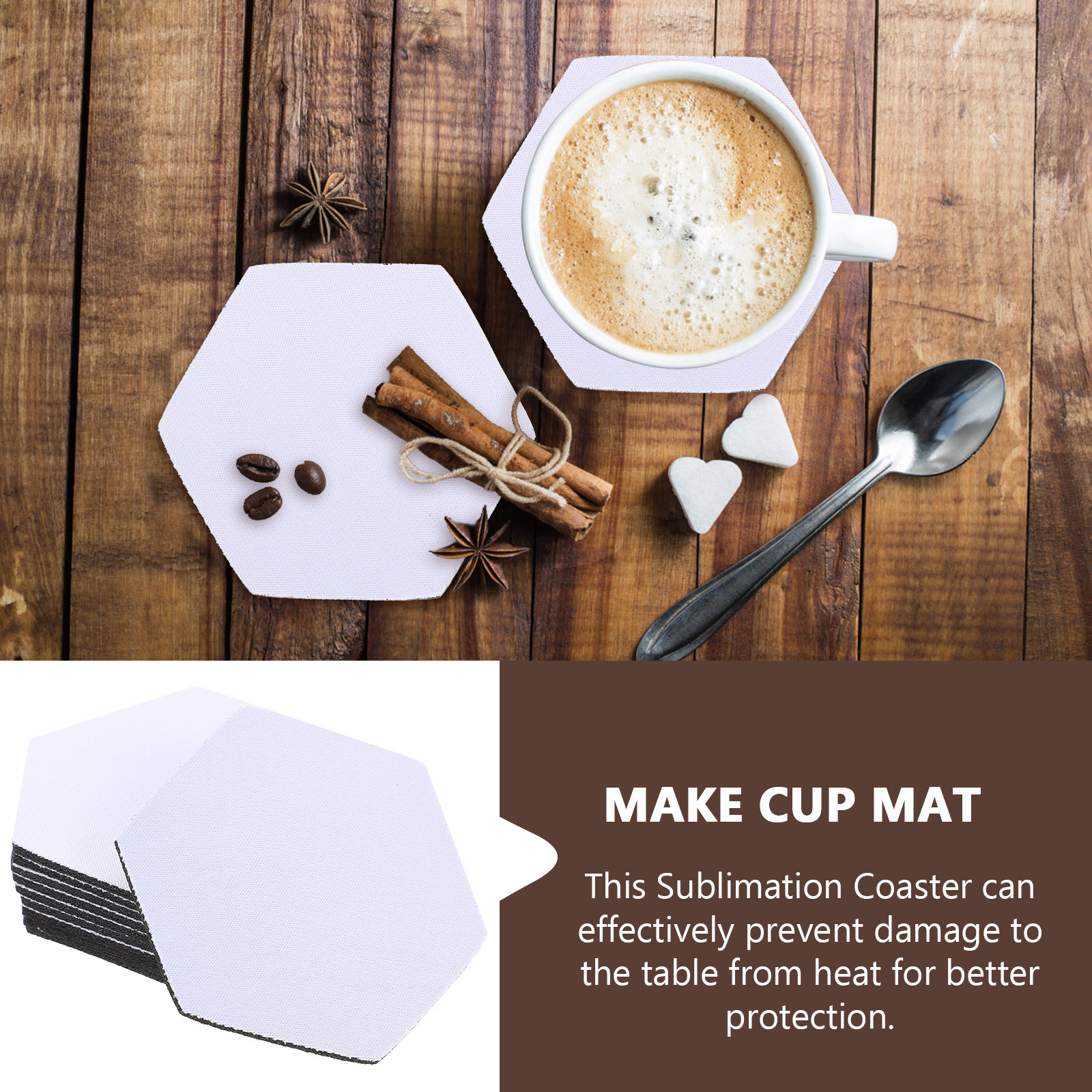 10Pcs Sublimation Blank Coaste - Coaster Sublimation Blank avaliação e preço