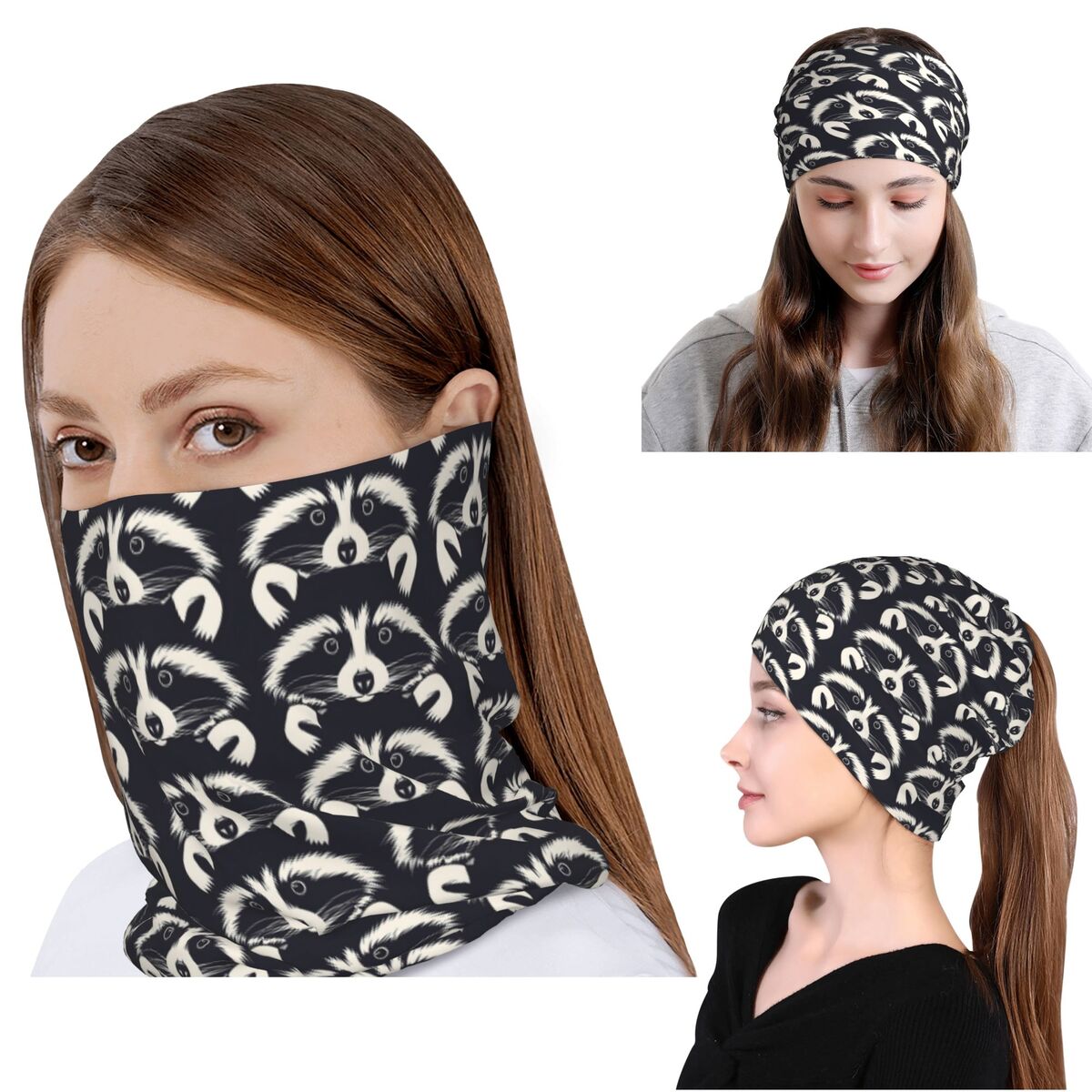 Black And White Raccoon Face P - Bandana Blank White avaliação e preço
